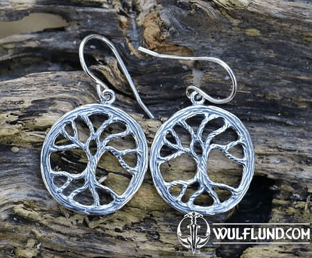 YGGDRASIL ARBRE, ARGENT, BOUCLES D'OREILLES