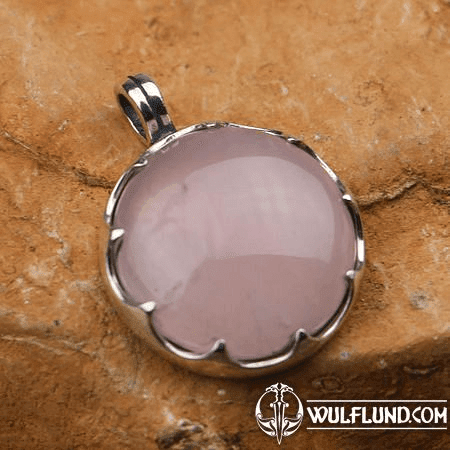 PENDENTIF GOTLAND, QUARTZ ROSE ET ARGENT