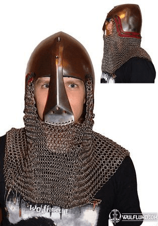 HELMET WITH MOVEABLE NASAL, CHAINMAIL