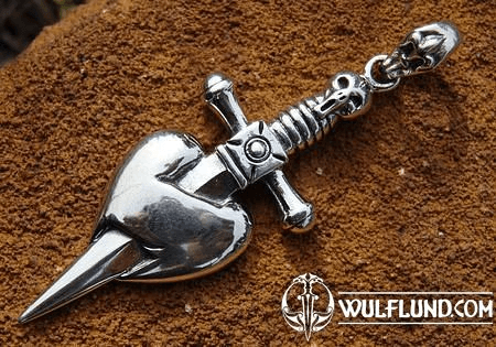 PIRATE PENDANT, DAGGER AND HEART - DPT-369