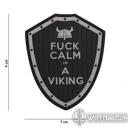 FUCK CALM VIKING PATCH, BLACK 3D PVC