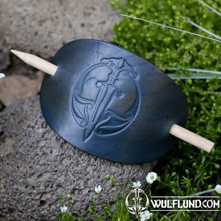 DRAGON'S SWORD LEDERHAARSPANGE BLAU