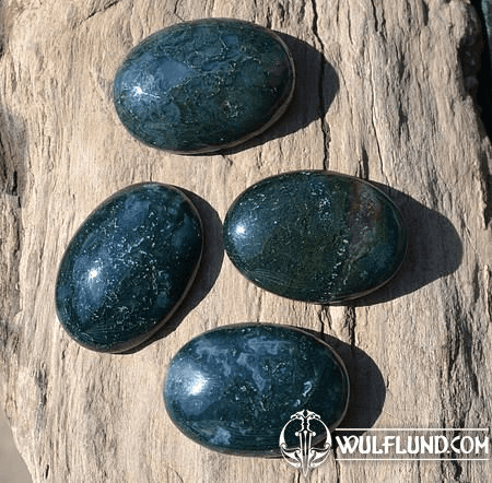 AGATE, GREEN MOSS, 25MM X 18MM OVAL CABOCHON