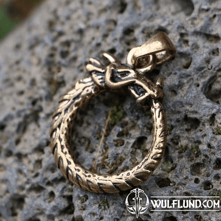 JORMUNGANDR, BRONZE PENDANT SNAKE FROM MIDGARD, UROBOROS 25MM