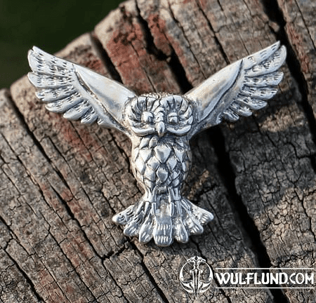 HIBOU VOLER, PENDENTIF, ARGENT, TALISMAN