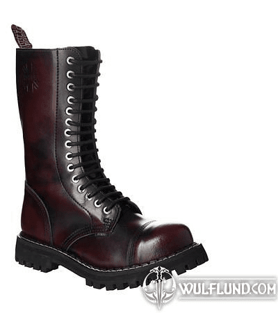 LEDERSTIEFEL STEEL BURGUND 15-LOCH-SCHUHE