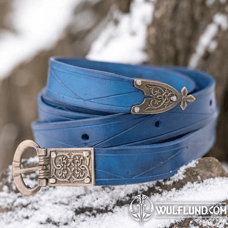 BLEU ROI, CEINTURE EN CUIR MÉDIÉVALE