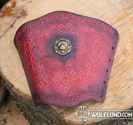 GLADIATOR, RED LEATHER BRACER - 1 PIECE