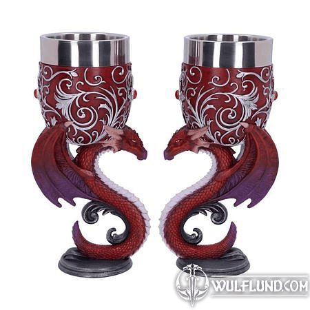 DRAGONS DEVOTION TWIN DRAGON HEART SET OF TWO GOBLETS