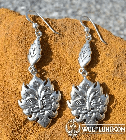 GREEN MAN, SILVER EARRINGS AG 925