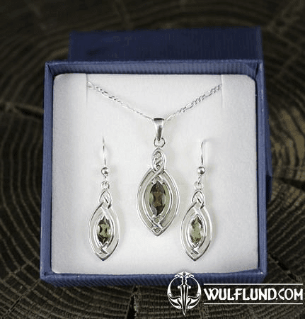 MAIA, MOLDAVITE GESCHENK-SET, SILBER