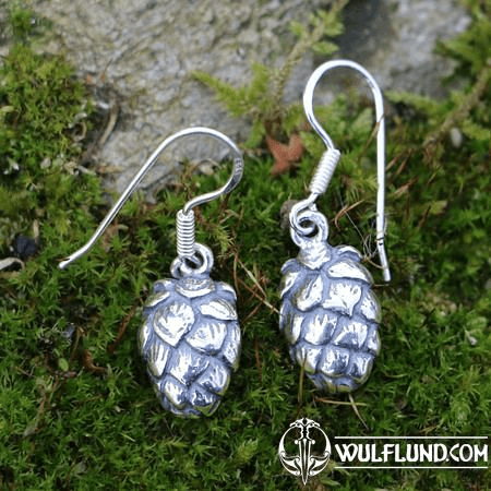 HOUBLON - CÔNE DE HOUBLON, BOUCLES D'OREILLES, ARGENT