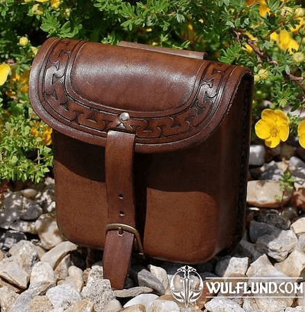 LEATHER BELT BAG FOR DUCUMENTS, DECORATED