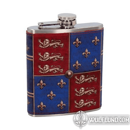 MEDIEVAL ENGLISH EDWARDIAN HERALDRY HIP FLASK 7OZ