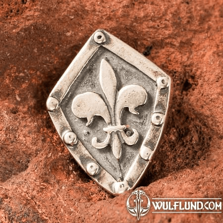 FLEUR DE LYS SUR ÉCU, PENDENTIF, ARGENT