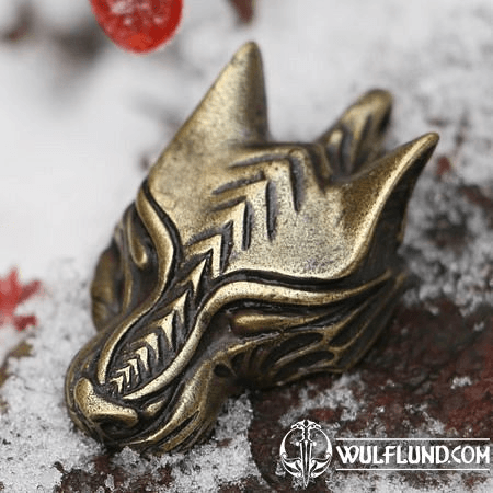 WARG NORSE WOLF VIKING PENDANT, ZINC ANTIQUE BRASS