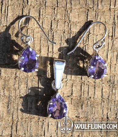 AMETHYST SET, FACETED, STERLING SILVER
