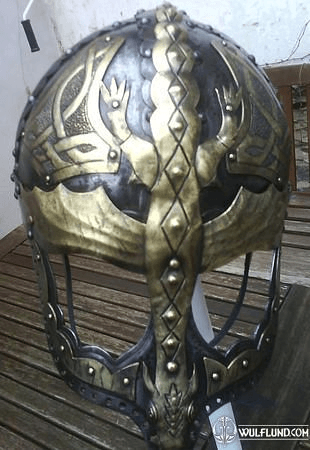 VIKING - DRAGON, FANTASY VIKING HELMET WITH BRASS