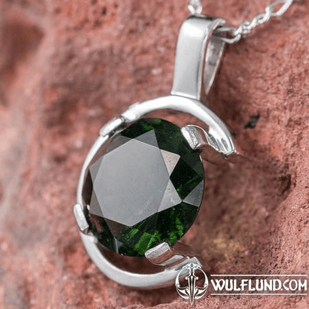 LUNA, CZECH MOLDAVITE PENDANT, SILVER