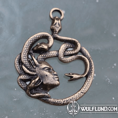 MEDUSA, ANTIQUE, ZINC PENDANT, ANTIQUE ZINC