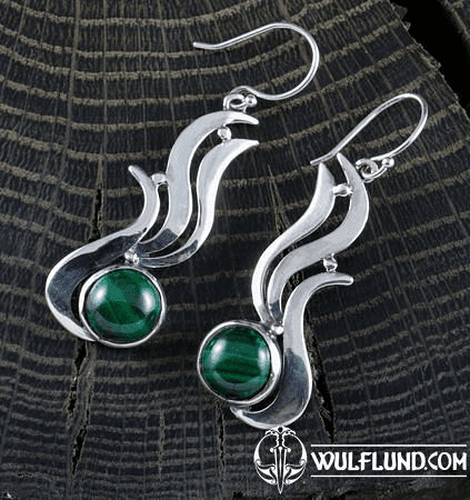 IRIS - MALACHITE EARRINGS, STERLING SILVER