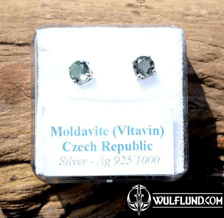 CYNGUS, STERLING SILVER EARRINGS WITH MOLDAVITE