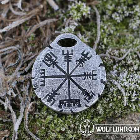 VEGVISIR, ISLÄNDISCHE RUNE, ANHÄNGER, ZINK