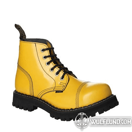 LEATHER BOOTS STEEL YELLOW FULL 6-EYELET-SHOES