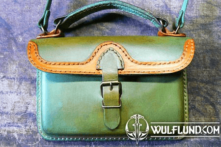 SHOULDER LEATHER BAG, POISONOUS GREEN COLOUR