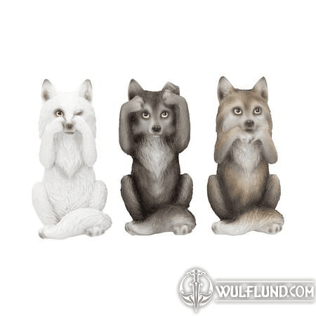 TŘI MOUDŘÍ VLCI, FIGURKYTHREE WISE WOLVES, FIGURINES SET