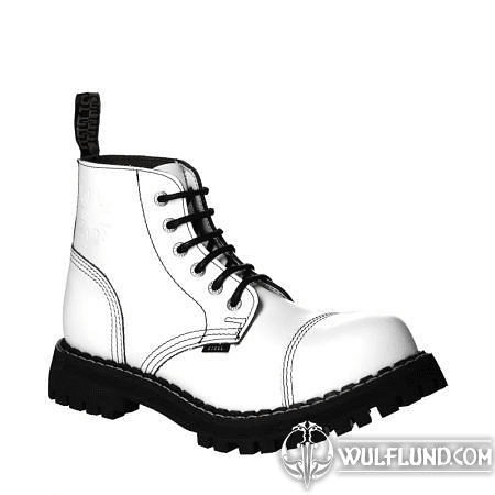 LEATHER BOOTS STEEL WHITE FULL 6-EYELET-SHOES