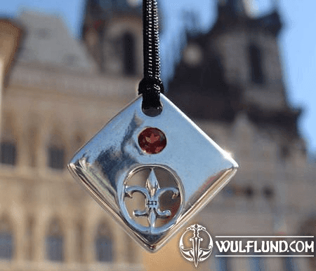 FLEUR DE LIS IN SQUARE, SILVER PENDANT, AG 925