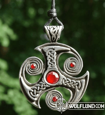 THREE SPIRALS OF LIFE, PENDANT WITH GLASS