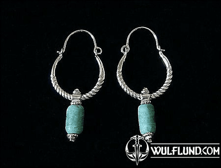 SILVER EARRINGS WITH HISTORICAL GLASS BEAD