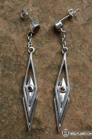 ROMBO, SILVER EARRINGS WITH GARNETS, AG 925