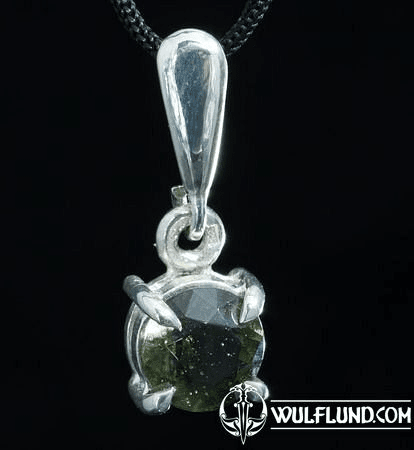 GEMINI, CZECH MOLDAVITE STERLING SILVER PENDANT