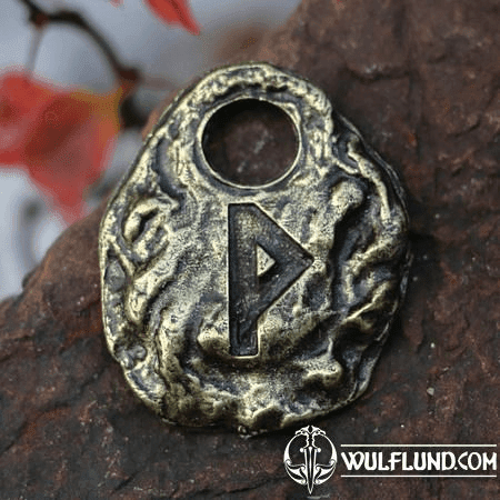 WUNJO - RUNE, AMULET, ANTIQUE BRASS