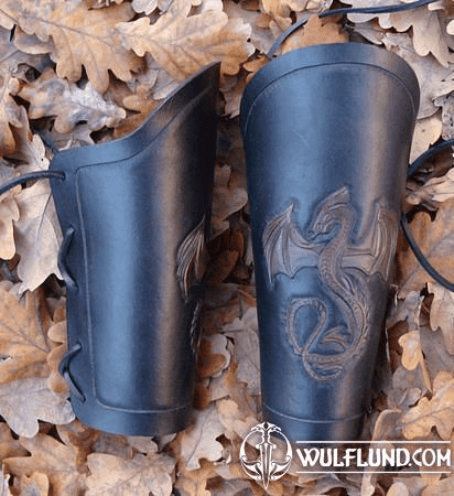 LEATHER BRACERS WITH DRAGONS DRAGONISH LEATHER PRODUCTS