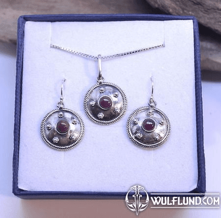 ANTICA ROMA, STERLING SILVER JEWELRY SET, RUBY