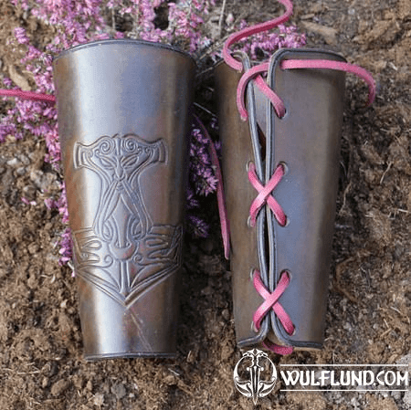 THOR'S HAMMER, LEATHER BRACERS - PAIR