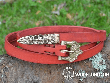 BORRE, LEATHER VIKING BELT, RED