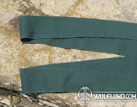 GREEN WOOLEN SHOE BELTS FOR VIKING OR SLAVIC COSTUME, PAIR