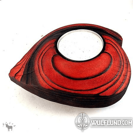 WOODEN CANDLESTICK, RED HEART