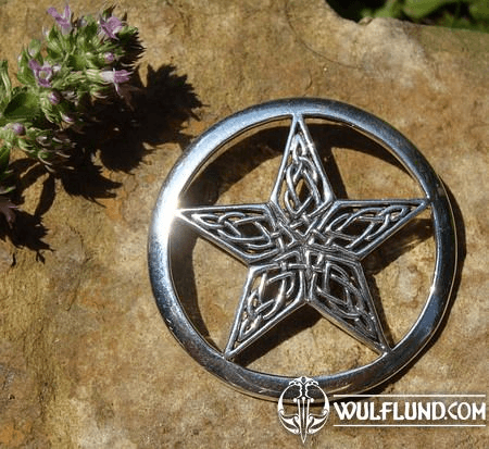 ENCIRCLED KNOTTED PENTACLE, SILVER
