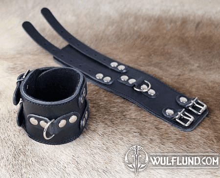 LEATHER HANDCUFFS WIDE - PAIR