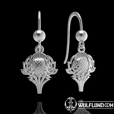 SCOTTISH THISTLE, SILVER EARRINGS, AG 925