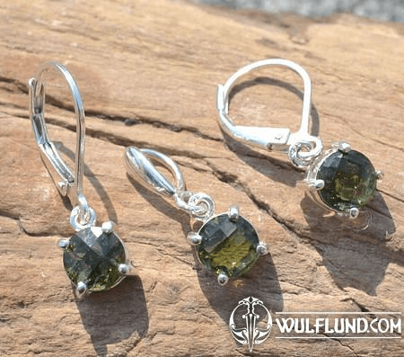 GEMINI, CZECH MOLDAVITE STERLING SILVER SET AG 925