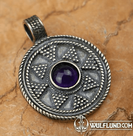 LADOGA, VIKING PENDANT, STERLING SILVER AMETHYST