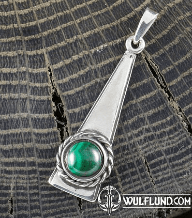 TRIANGLE - MALACHITE, PENDENTIF, ARGENT