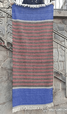 WOOLLEN CLOAK STRIPED WITH FRINGE, HANDMADE